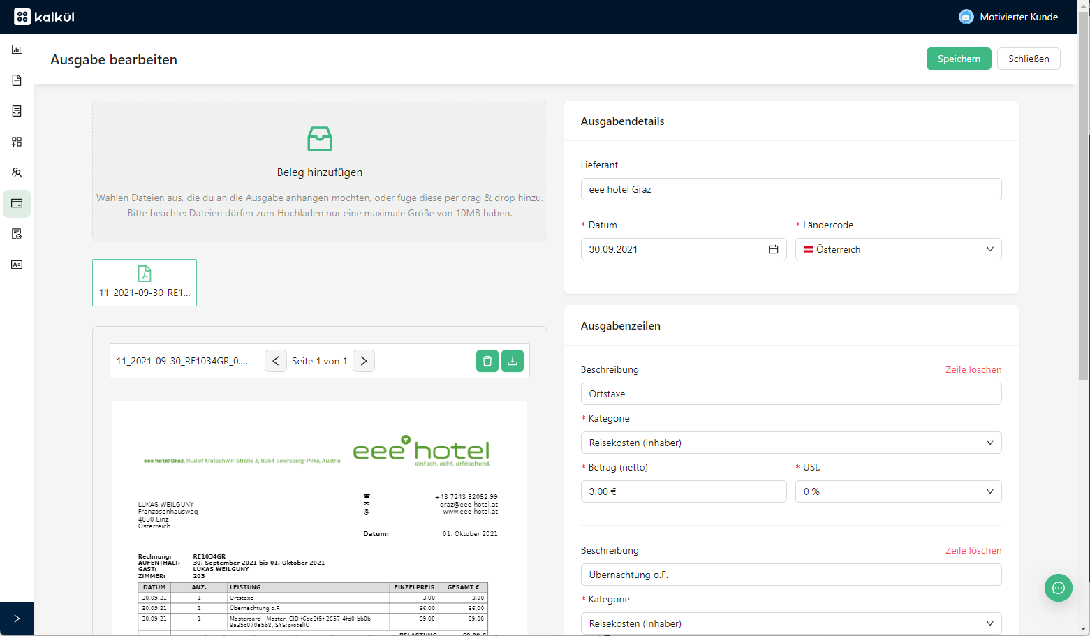 Rechnung schreiben: Ausgaben