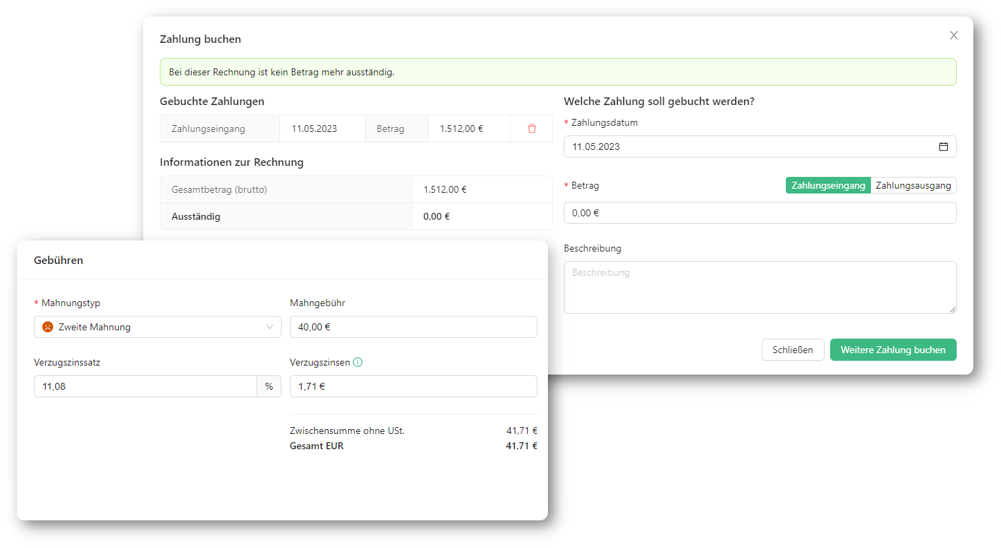 Zahlungen buchen und automatisiertes Mahnwesen
